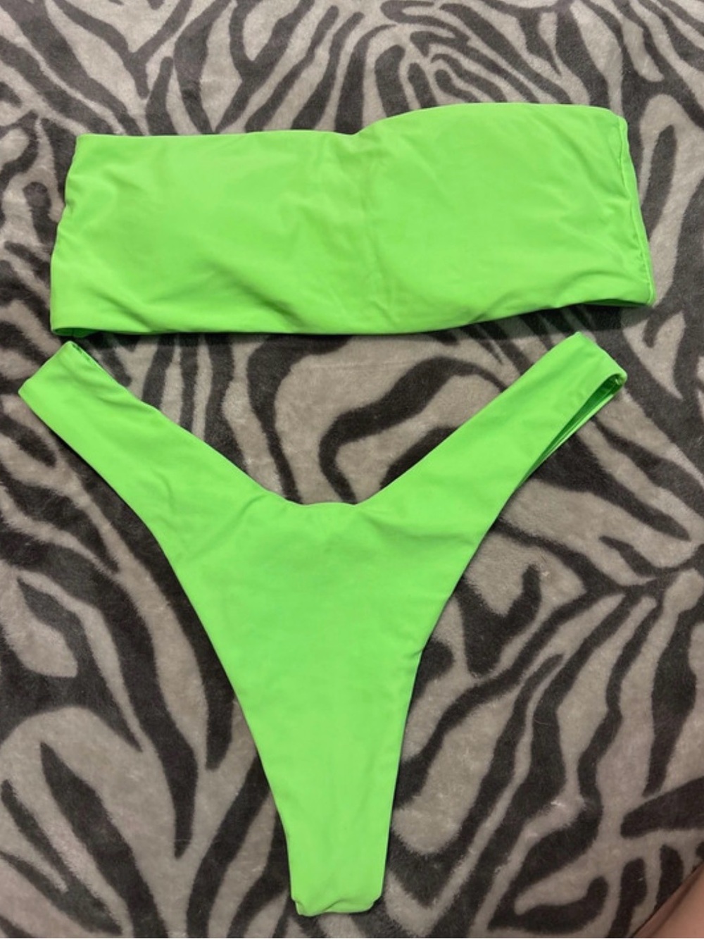 SHEIN Neon Green Bandeau Bikini Set - Women Swim